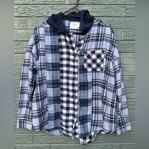 Justice Blue and Purple Plaid Shirt XL Plus